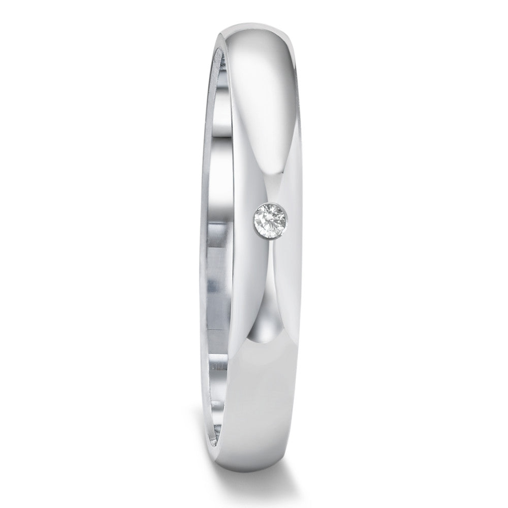 obrączka partnerska złoto białe 375/9 K Diament 0.01 ct, w-si