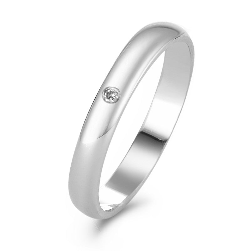obrączka partnerska złoto białe 375/9 K Diament 0.01 ct, w-si