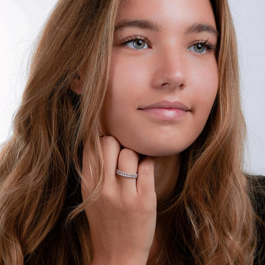 pierścionek srebro Cyrkonia rodowany