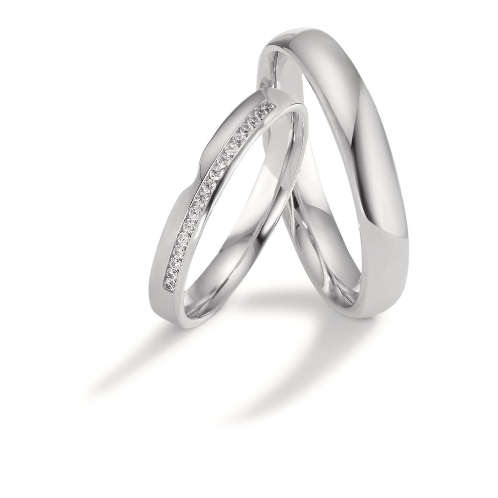 obrączka partnerska złoto białe 750/18 K Diament 0.085 ct, 17 kamienie, tw-vsi