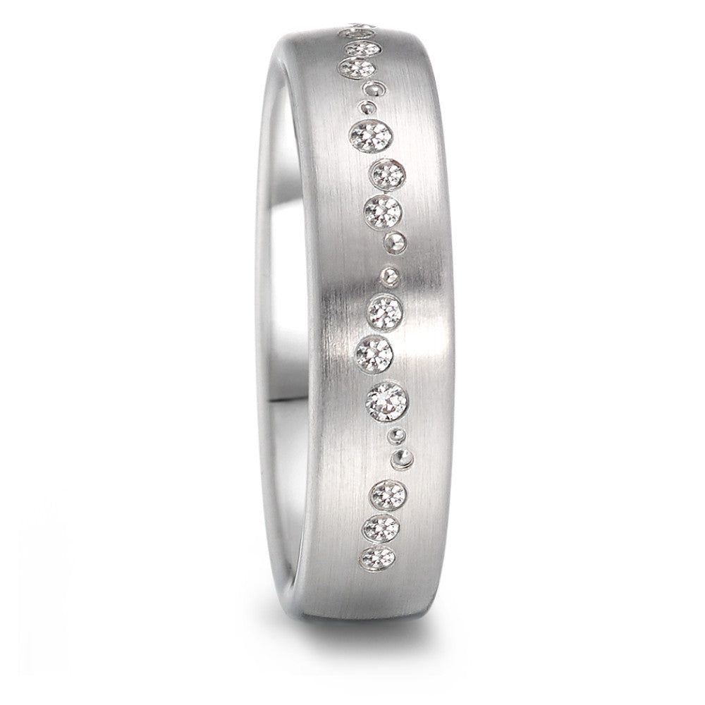 obrączka partnerska złoto białe 750/18 K Diament 0.105 ct, 15 kamienie, tw-vsi