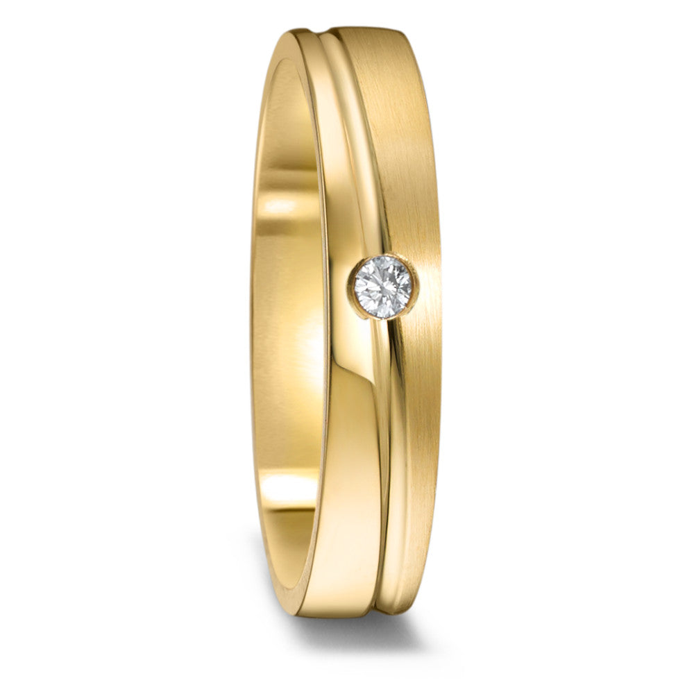 obrączka partnerska złoto żółte 750/18 K Diament 0.03 ct, w-si