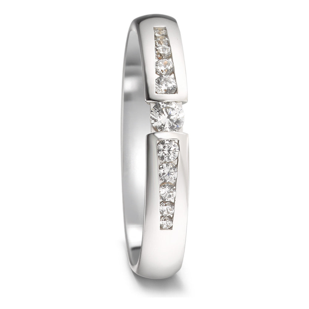 obrączka partnerska złoto białe 750/18 K Diament 0.25 ct, 11 kamienie, w-si