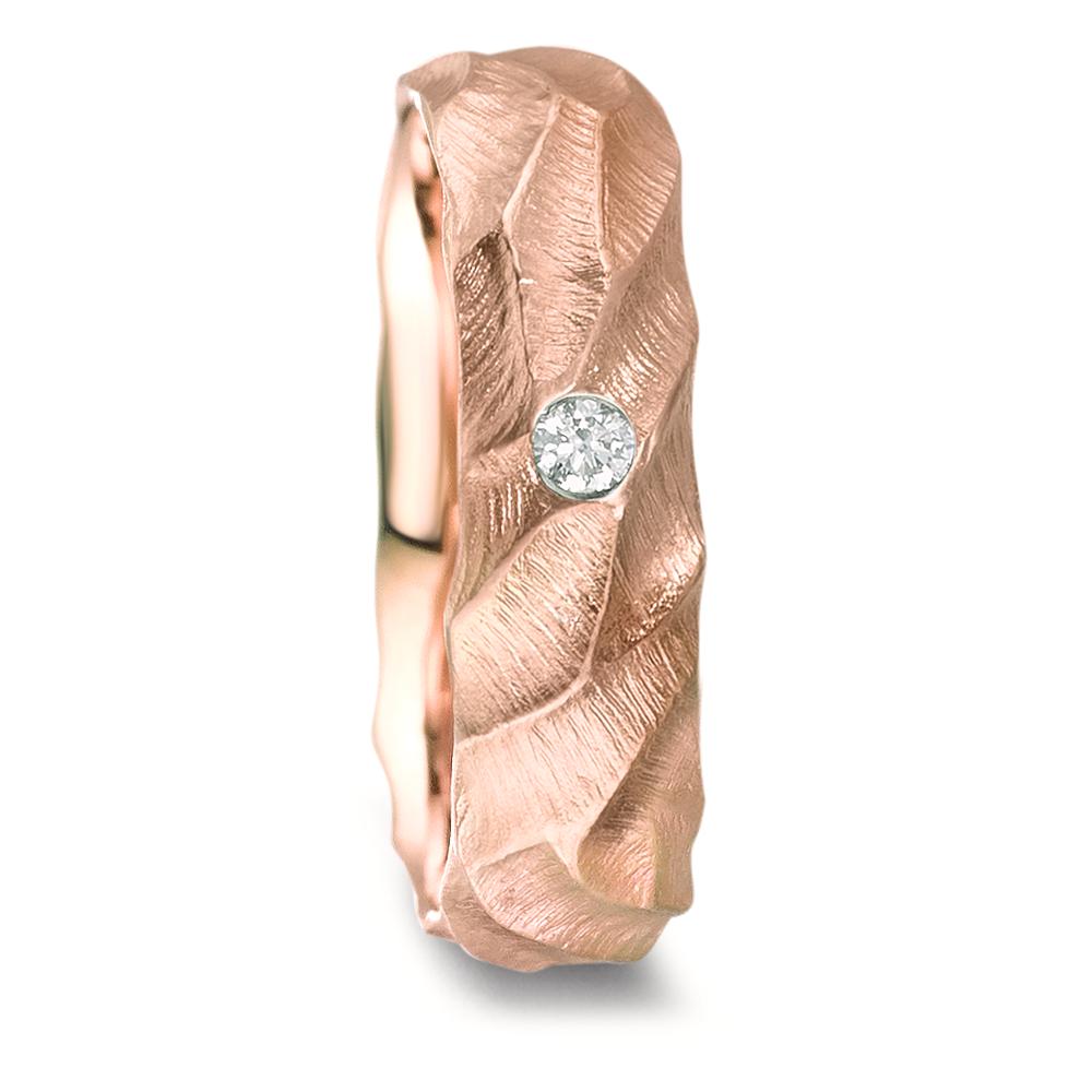 obrączka partnerska złoto czerwone 750/18 K Diament 0.04 ct, w-si