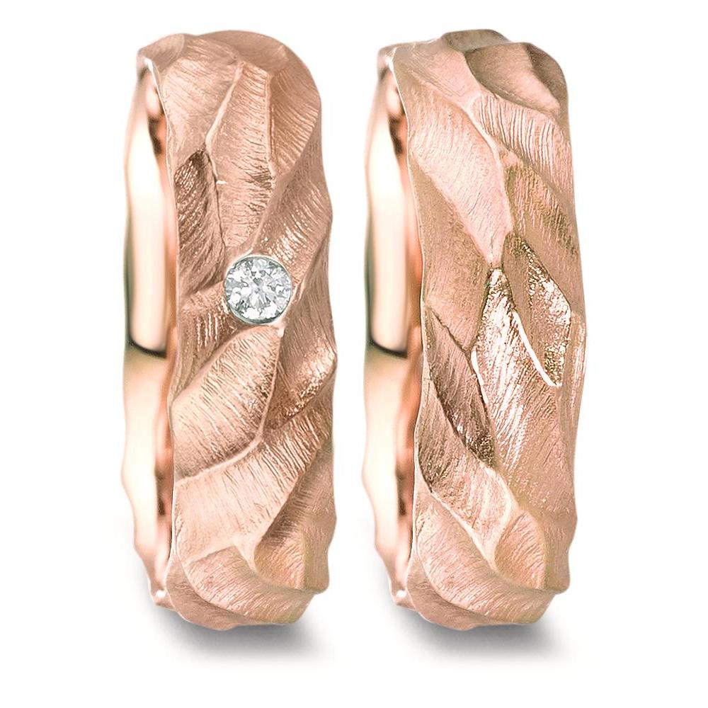 obrączka partnerska złoto czerwone 750/18 K Diament 0.04 ct, w-si