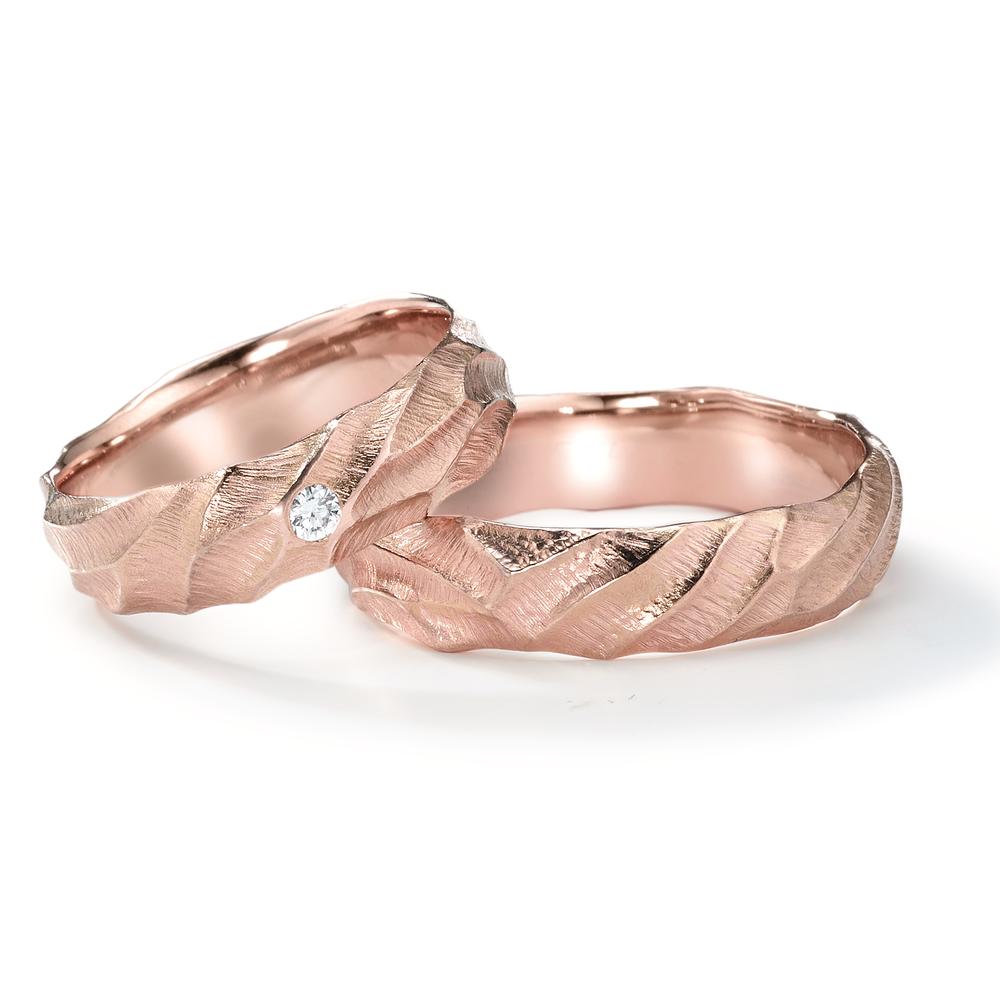 obrączka partnerska złoto czerwone 750/18 K Diament 0.04 ct, w-si
