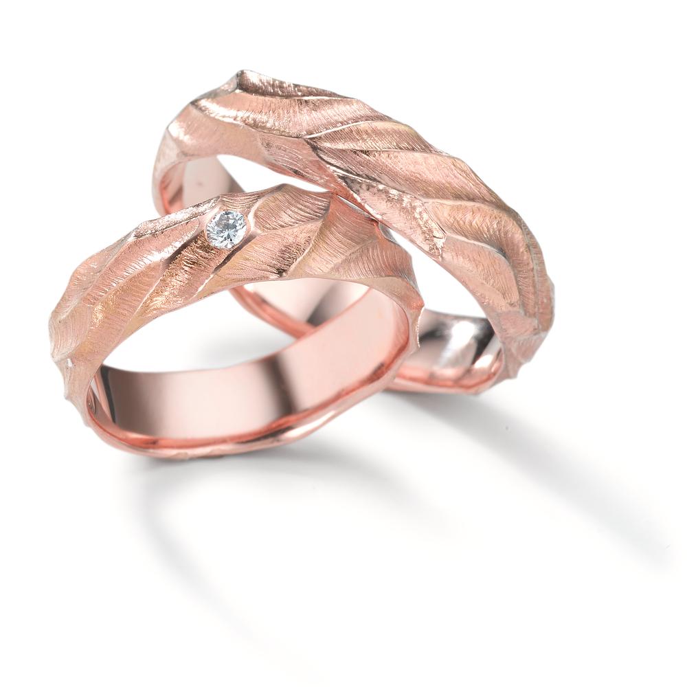 obrączka partnerska złoto czerwone 750/18 K Diament 0.04 ct, w-si