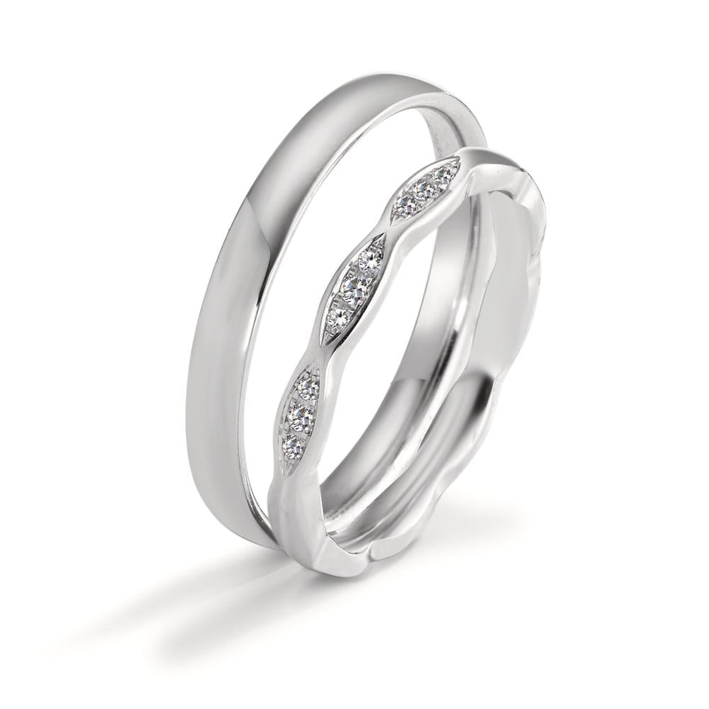 obrączka partnerska złoto białe 750/18 K Diament 0.06 ct, 9 kamienie, tw-vsi