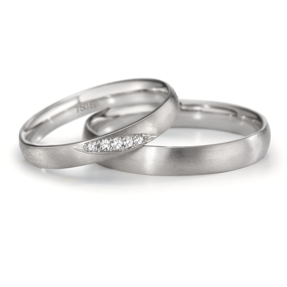 obrączka partnerska złoto białe 750/18 K Diament 0.036 ct, 5 kamienie, tw-vsi