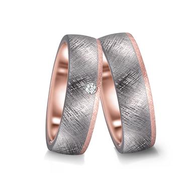 obrączka partnerska tantal 999, złoto różowe 585/14 K