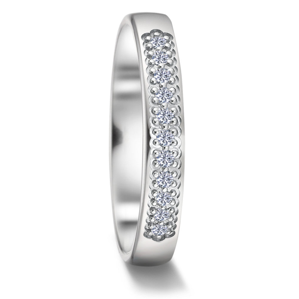 obrączka partnerska złoto białe 750/18 K Diament 0.11 ct, 11 kamienie, tw-vsi