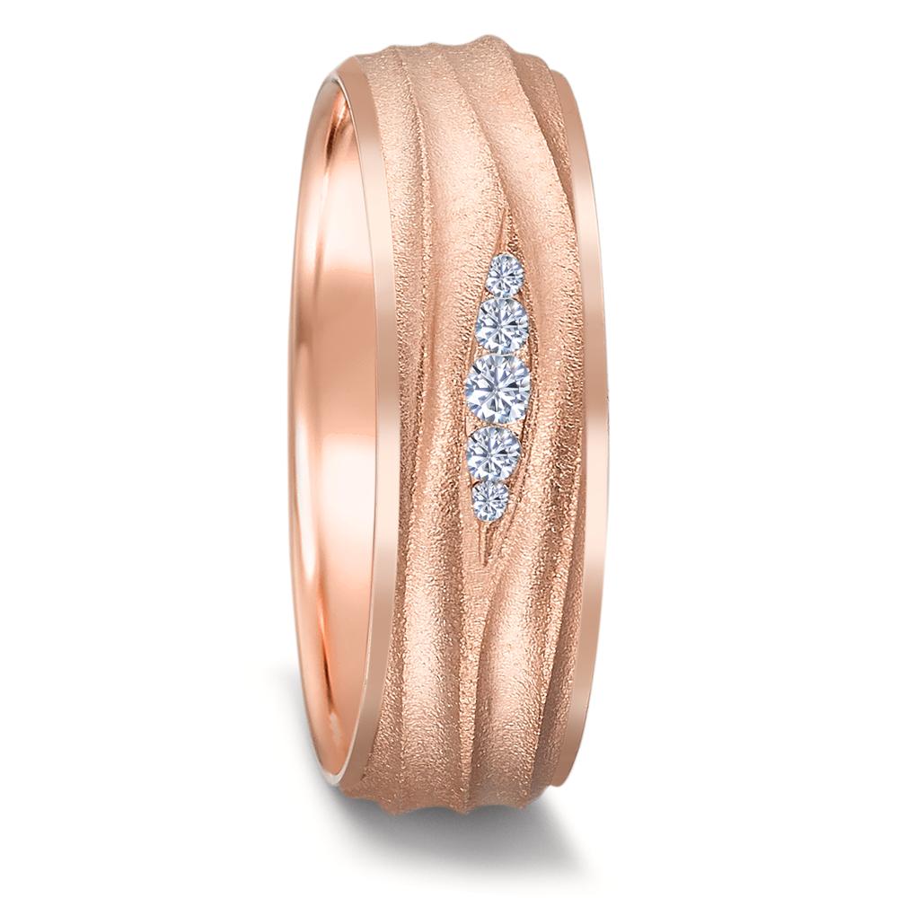 obrączka partnerska złoto czerwone 750/18 K Diament 0.077 ct, 5 kamienie, w-si