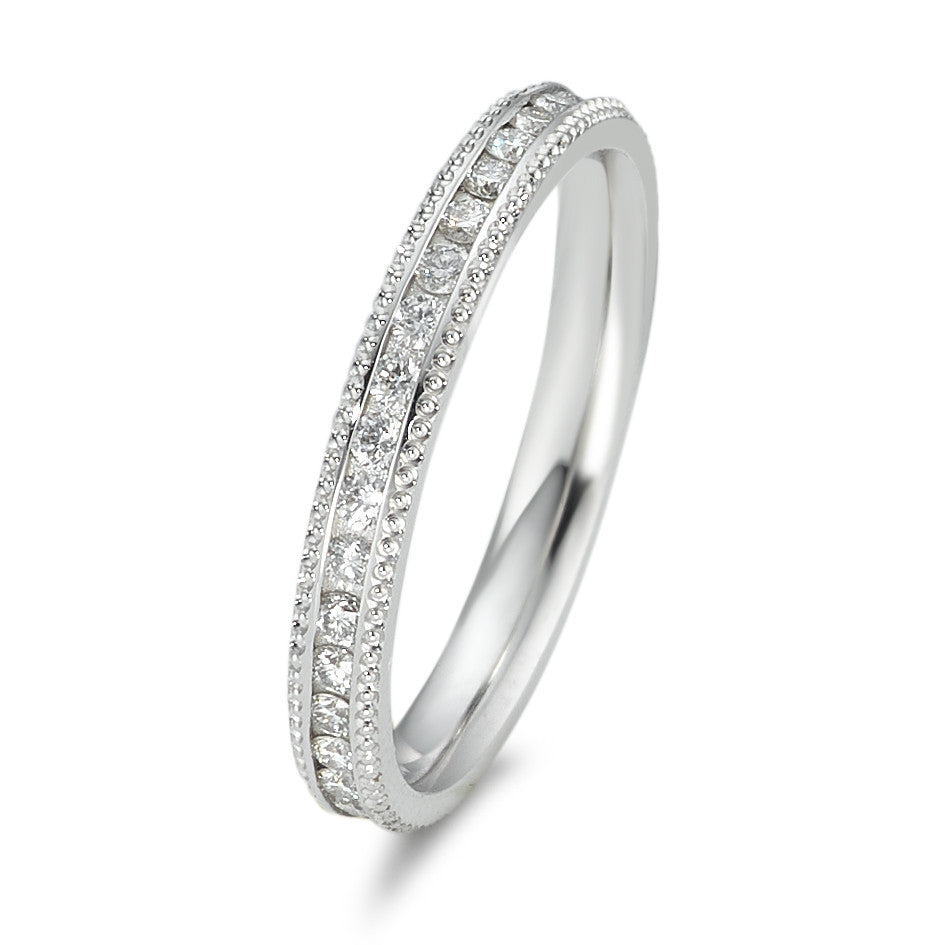pierścionek pamięci złoto białe 750/18 K Diament 0.532 ct, 38 kamienie, w-si