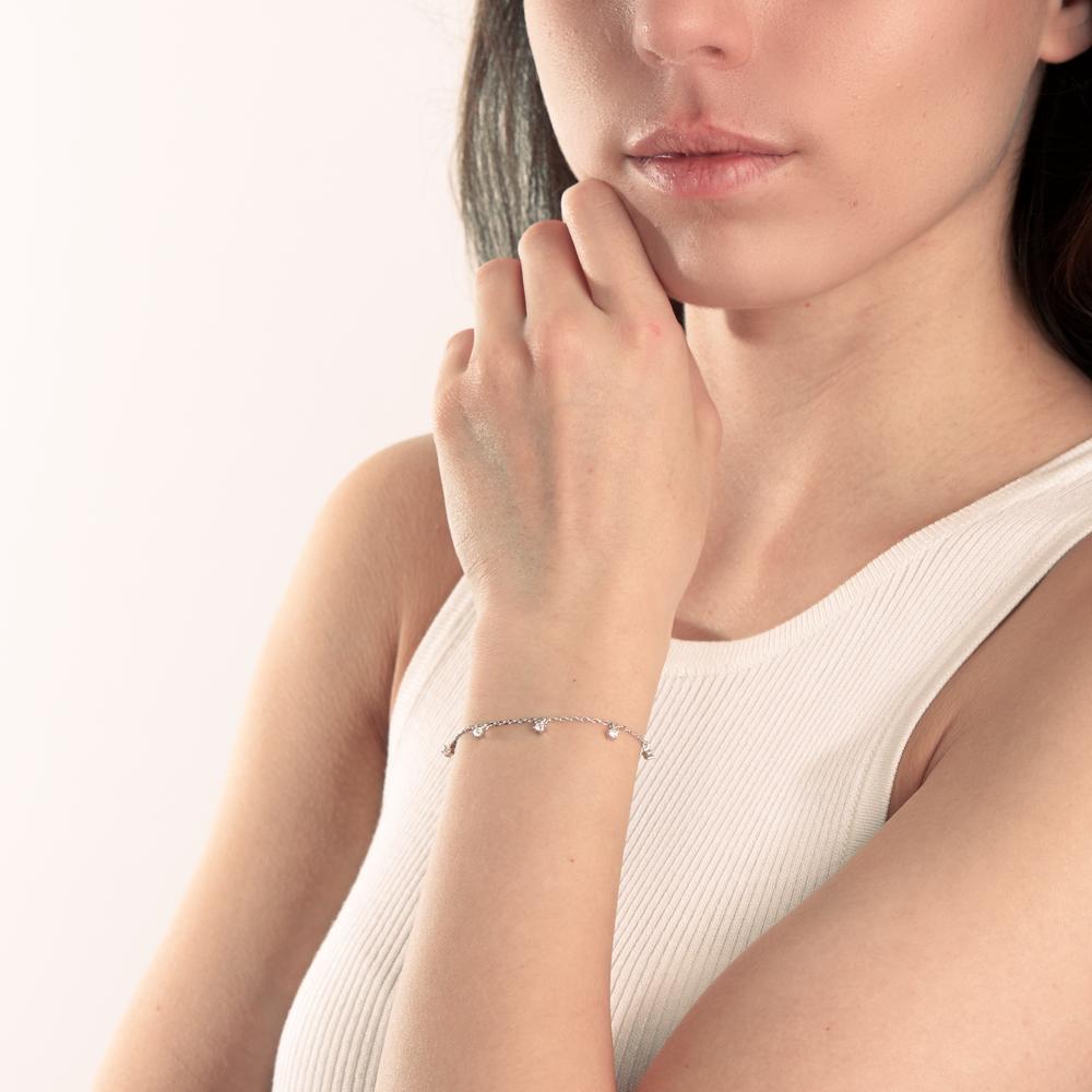 bransoletka srebro Cyrkonia rodowany 16-19 cm