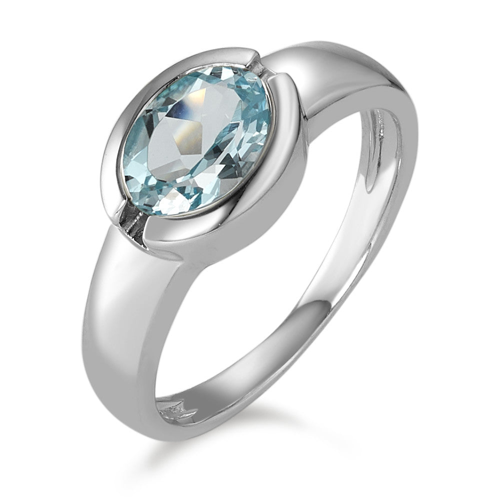 pierścionek złoto białe 375/9 K Topaz niebieski
