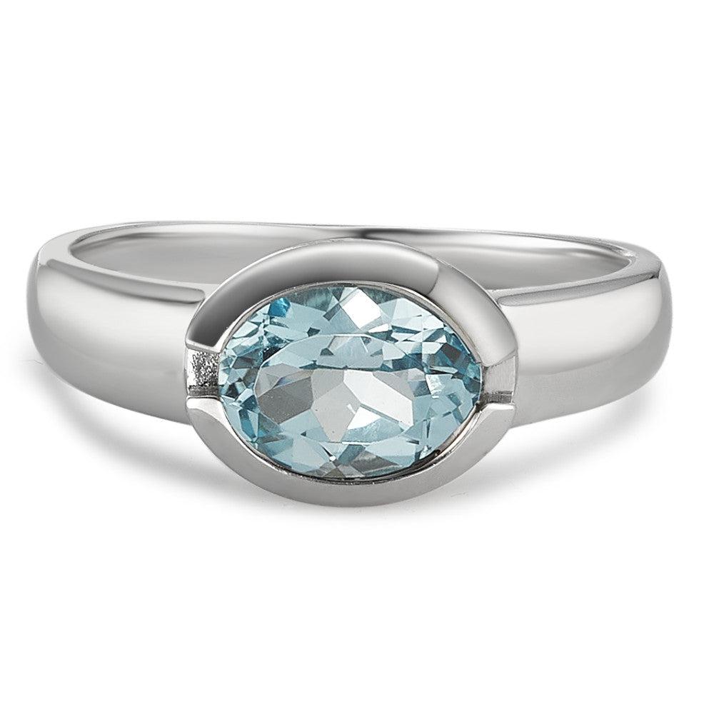 pierścionek złoto białe 375/9 K Topaz niebieski