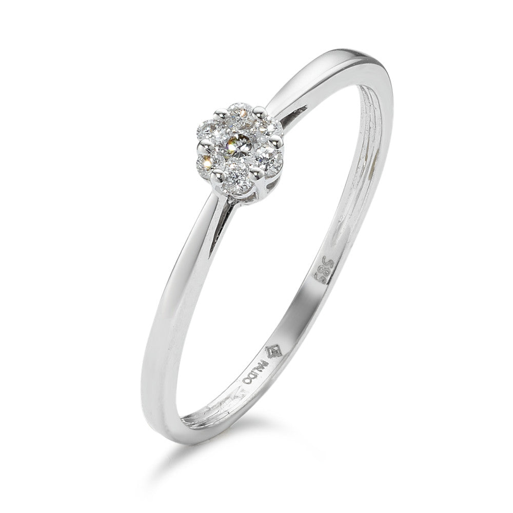 pierścionek zaręczynowy złoto białe 585/14 K Diament 0.07 ct, 7 kamienie, w-si