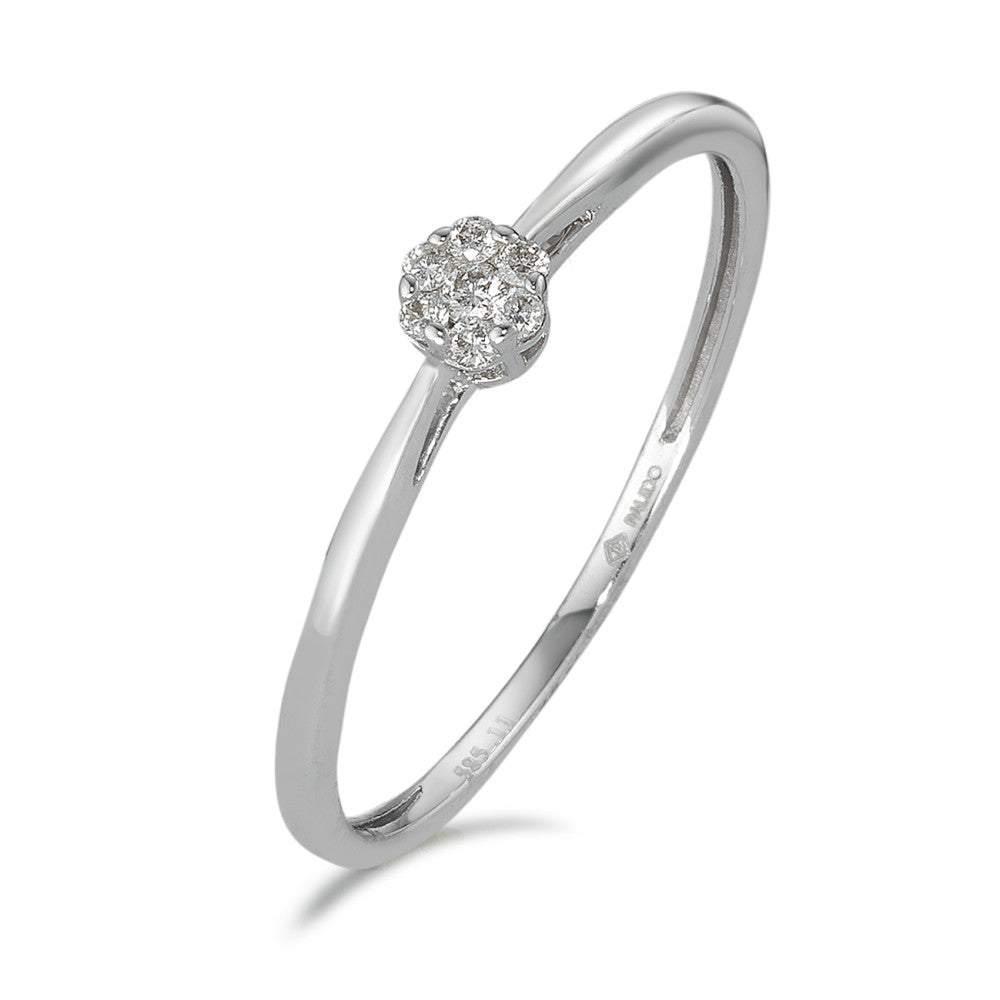 pierścionek zaręczynowy złoto białe 585/14 K Diament 0.05 ct, 7 kamienie, w-si