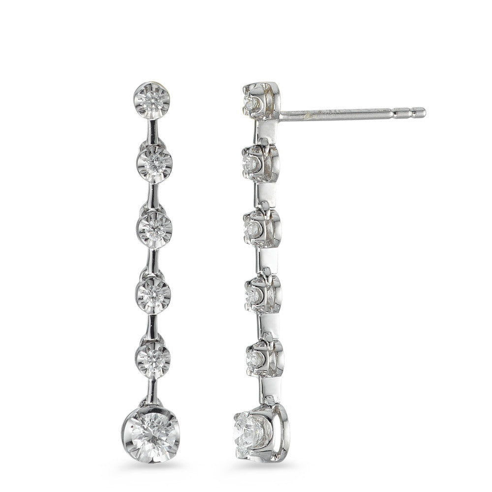 kolczyki wiszące złoto białe 750/18 K Diament 0.49 ct, 12 kamienie, w-si