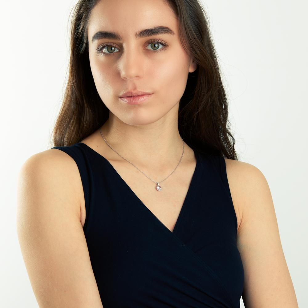 Naszyjnik złoto białe 750/18 K Morganit, Diament 0.06 ct, w-si 42-45 cm