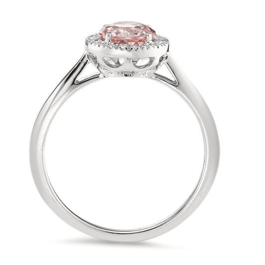 pierścionek złoto białe 750/18 K Morganit, Diament 0.11 ct, w-si