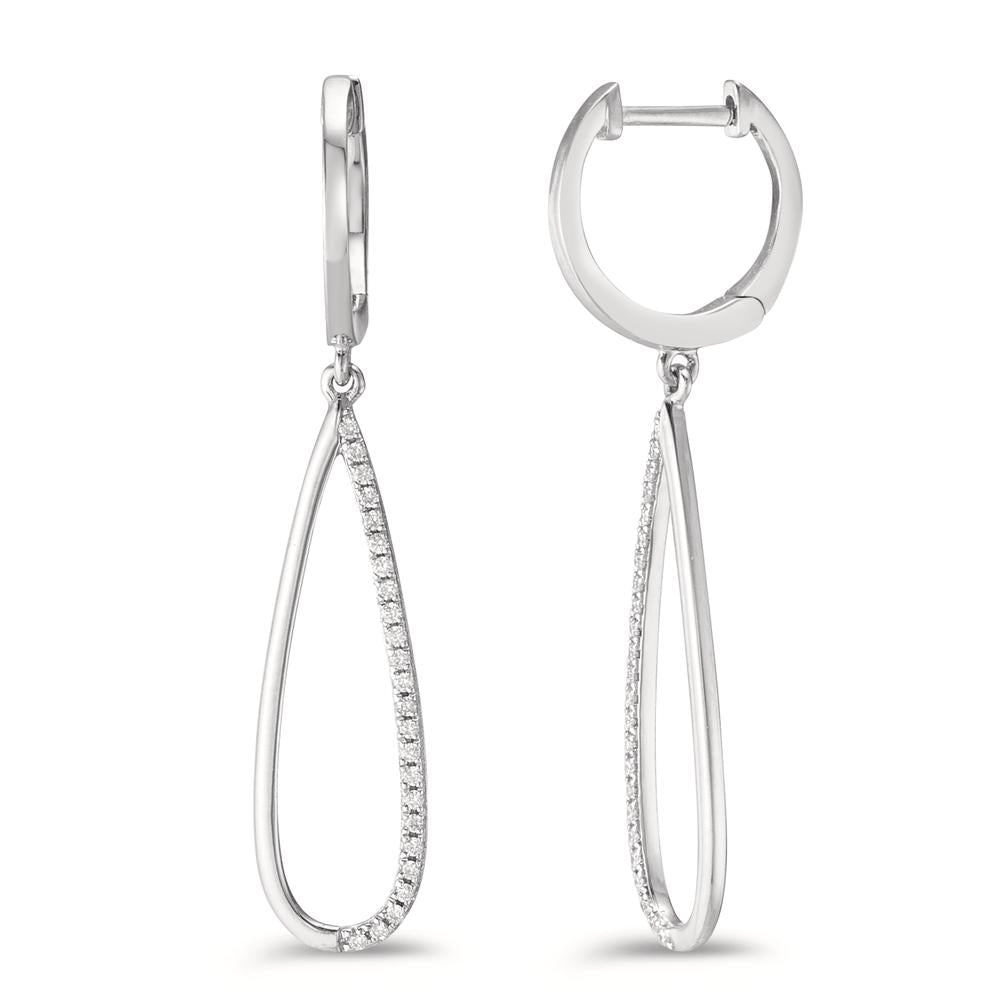 kolczyki wiszące złoto białe 750/18 K Diament 0.14 ct, w-si