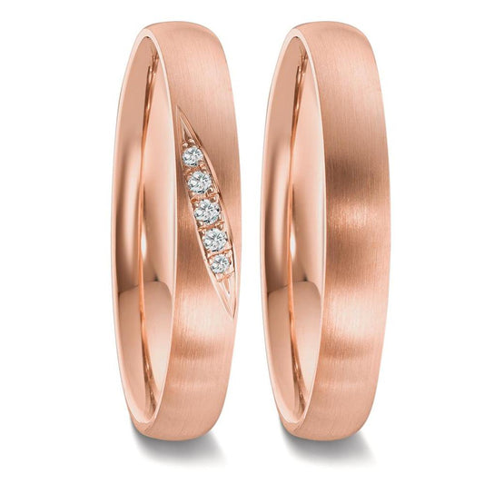 obrączka partnerska złoto czerwone 750/18 K Diament 0.036 ct, 5 kamienie, tw-vsi