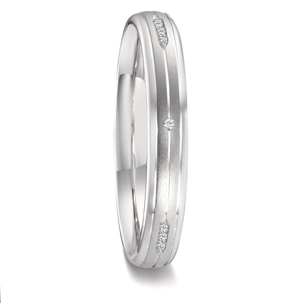 obrączka partnerska złoto białe 750/18 K Diament 0.051 ct, 12 kamienie, w-vsi