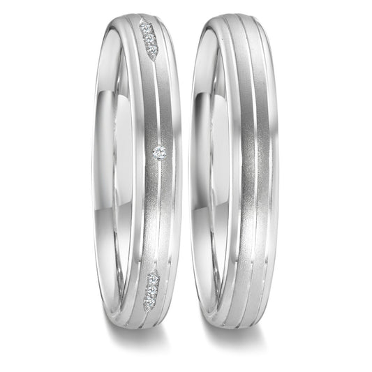 obrączka partnerska złoto białe 750/18 K Diament 0.051 ct, 12 kamienie, w-vsi