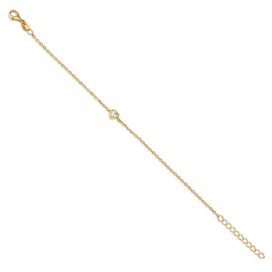 bransoletka srebro Cyrkonia żółty pozłacany Serce 16-19 cm