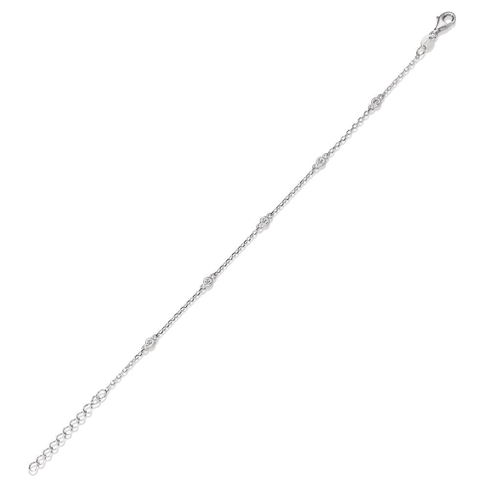 bransoletka srebro Cyrkonia 5 kamienie rodowany 16-19 cm