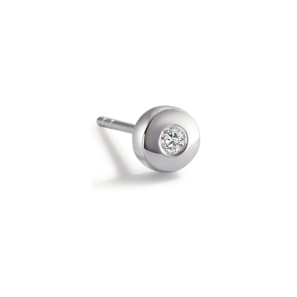 kolczyk wkrętka (1 sztuka) złoto białe 750/18 K Diament 0.03 ct, w-si Ø4.5 mm