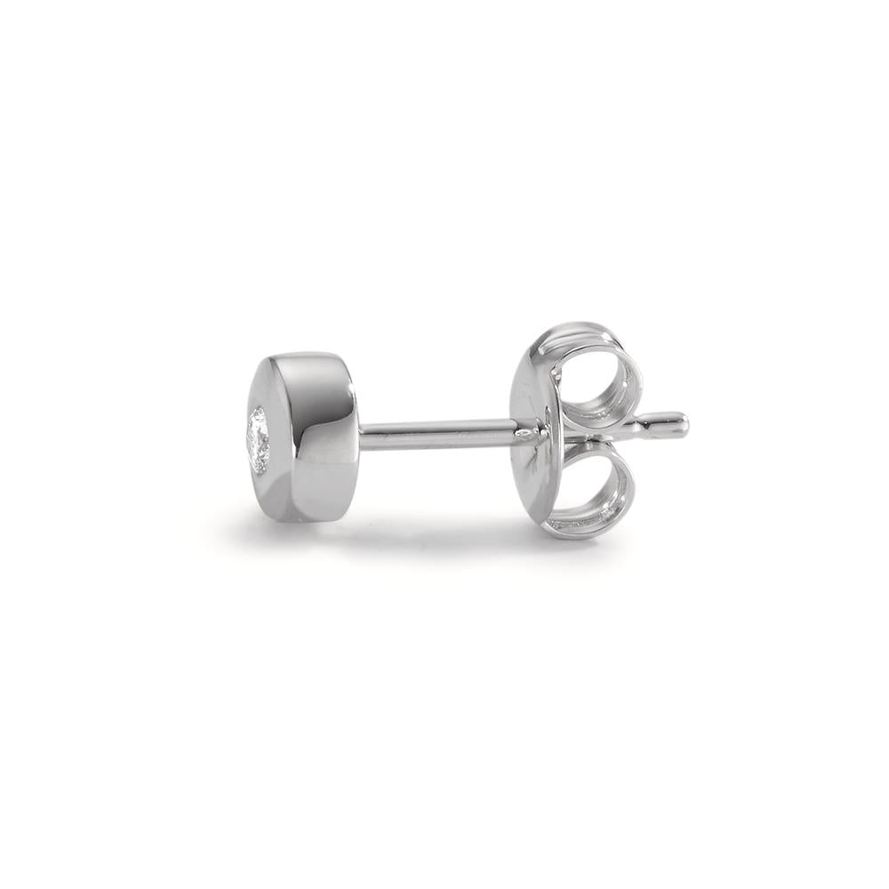 kolczyk wkrętka (1 sztuka) złoto białe 750/18 K Diament 0.03 ct, w-si Ø4.5 mm