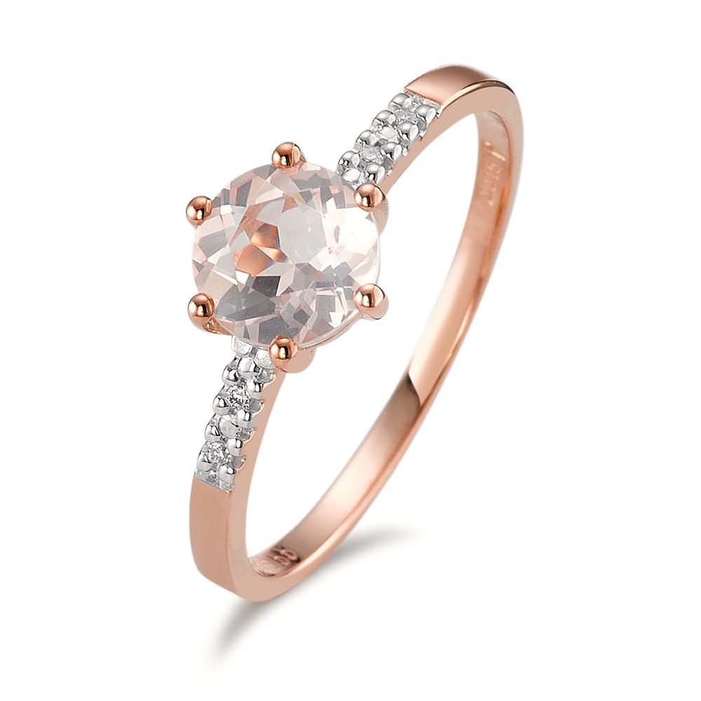 pierścionek zaręczynowy złoto czerwone 375/9 K Diament 0.015 ct, 5 kamienie, p1, Kwarc różowy dwubarwny Ø6 mm