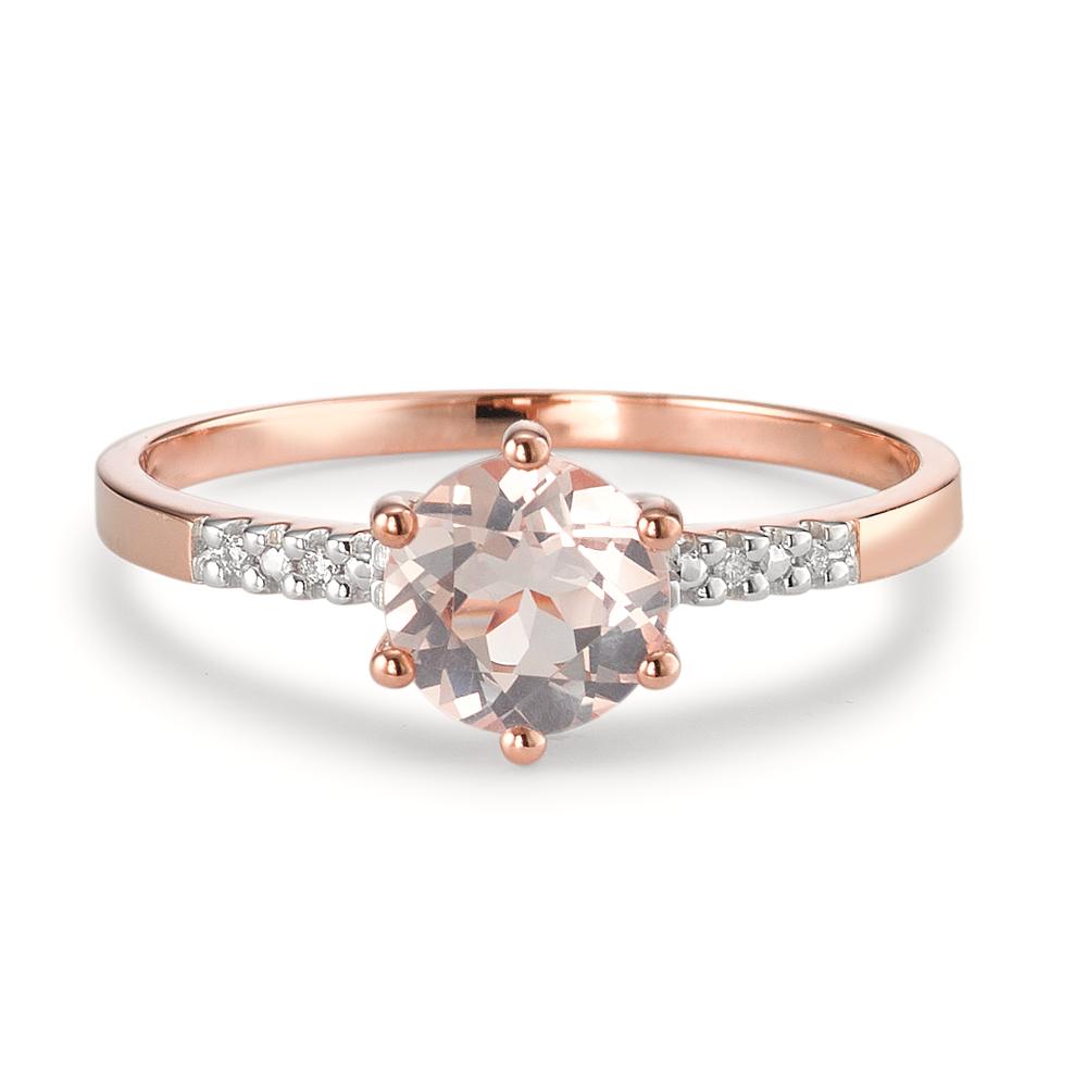 pierścionek zaręczynowy złoto czerwone 375/9 K Diament 0.015 ct, 5 kamienie, p1, Kwarc różowy dwubarwny Ø6 mm