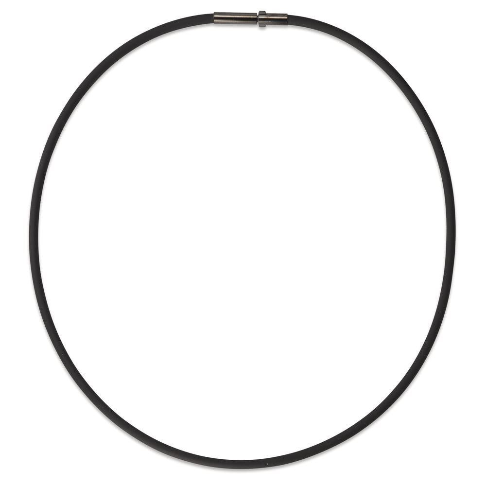 Naszyjnik silikon, stal nierdzewna czarny Powłoka IP 45 cm Ø3 mm