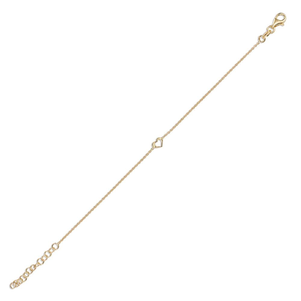 bransoletka srebro żółty pozłacany Serce 15-18 cm