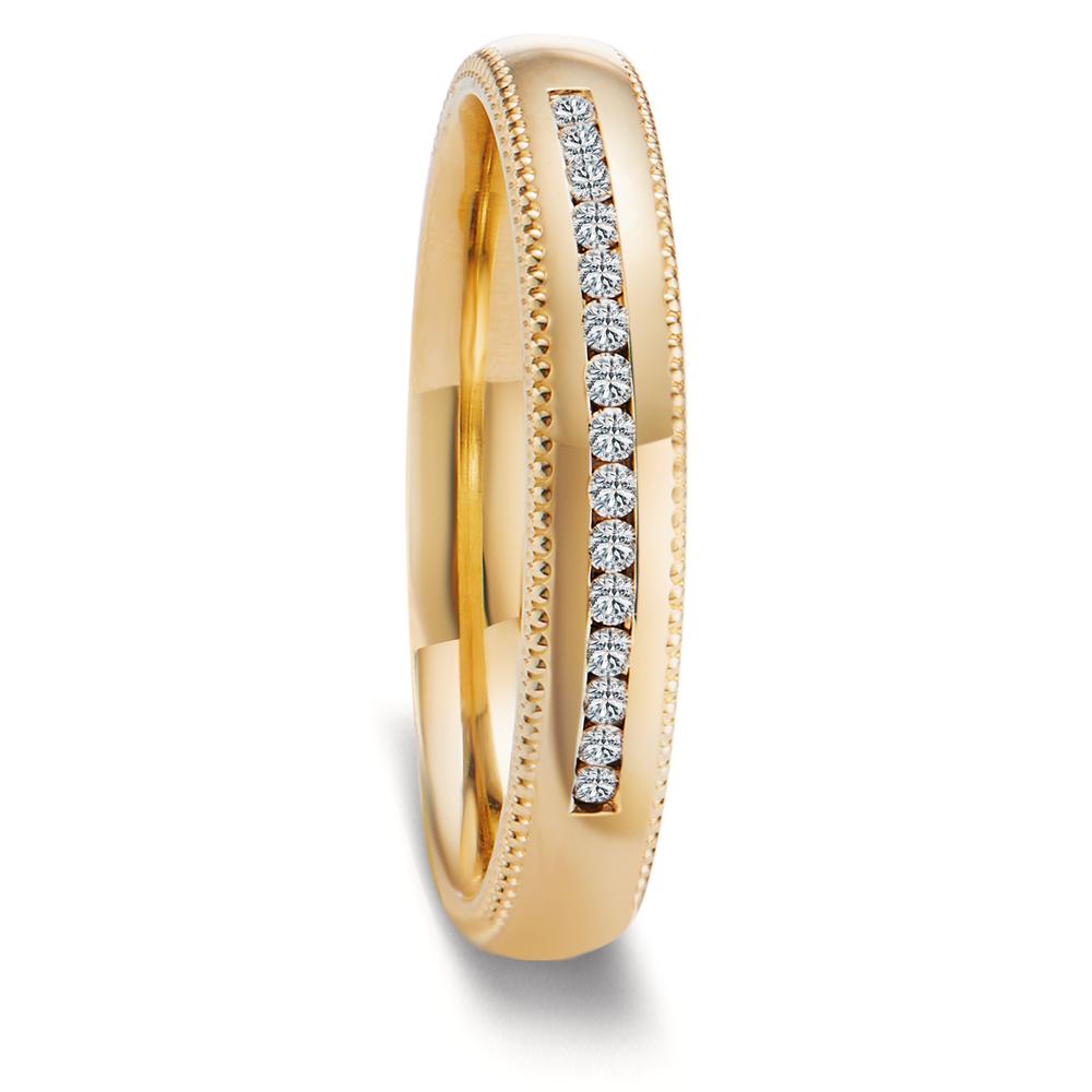 obrączka partnerska złoto żółte 750/18 K Diament 0.112 ct, 15 kamienie, w-si