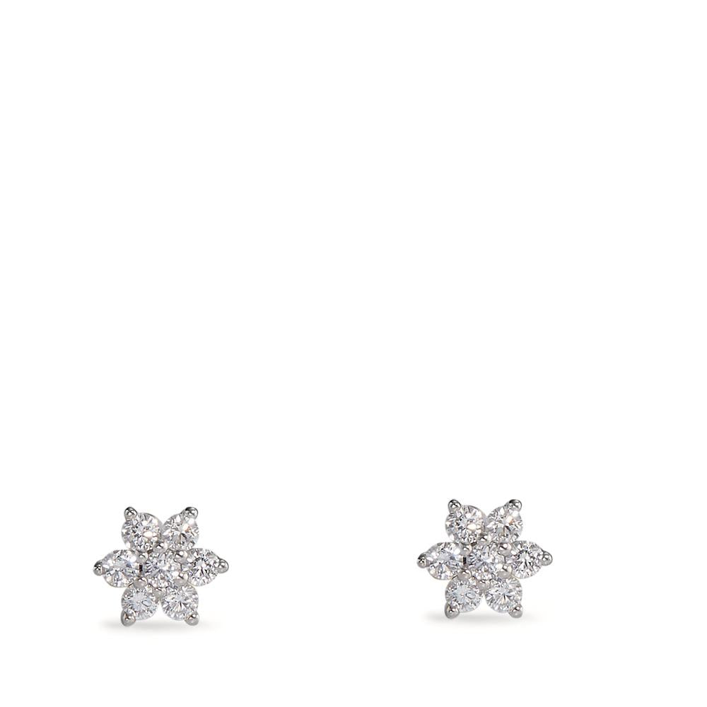 kolczyki wkrętki złoto białe 750/18 K Diament 0.14 ct, 14 kamienie, w-si gwiazda Ø4.5 mm