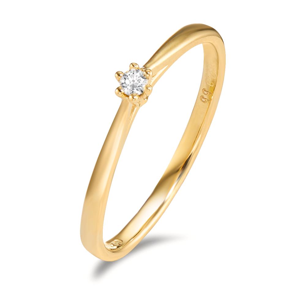pierścionek zaręczynowy złoto żółte 750/18 K Diament 0.035 ct, w-si