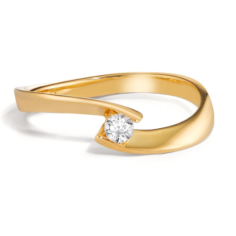 pierścionek zaręczynowy złoto żółte 750/18 K Diament 0.09 ct, w-si
