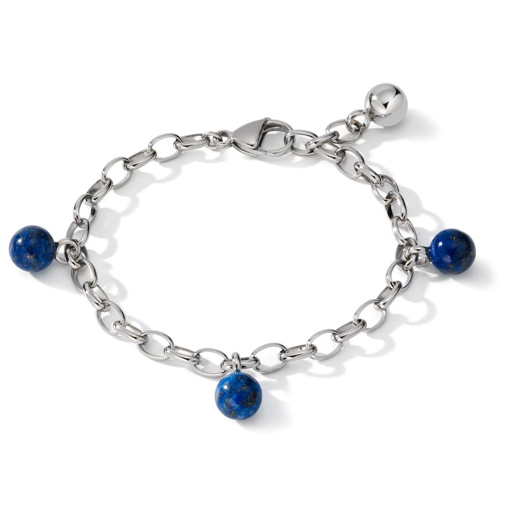 bransoletka stal nierdzewna Lapis lazuli 3 kamienie 17.5-19.5 cm Ø4 mm