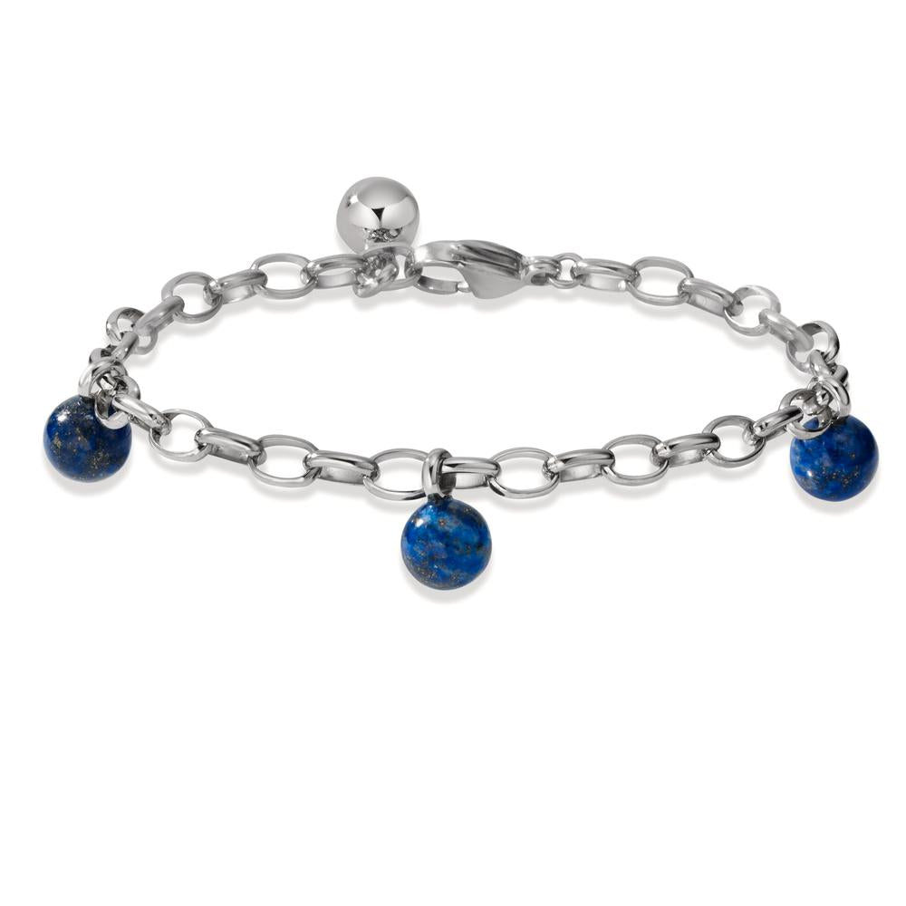 bransoletka stal nierdzewna Lapis lazuli 3 kamienie 17.5-19.5 cm Ø4 mm