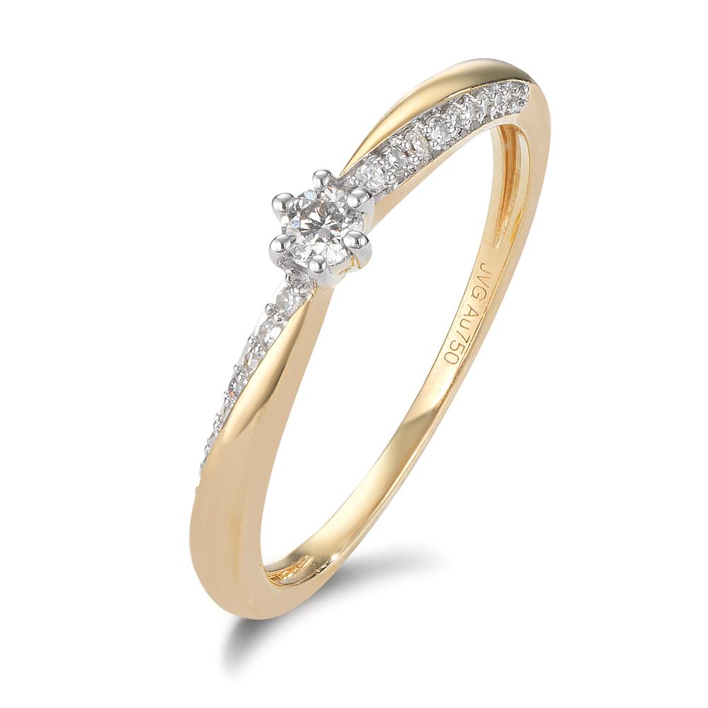 pierścionek zaręczynowy złoto żółte 750/18 K Diament 0.15 ct, 21 kamienie, w-si