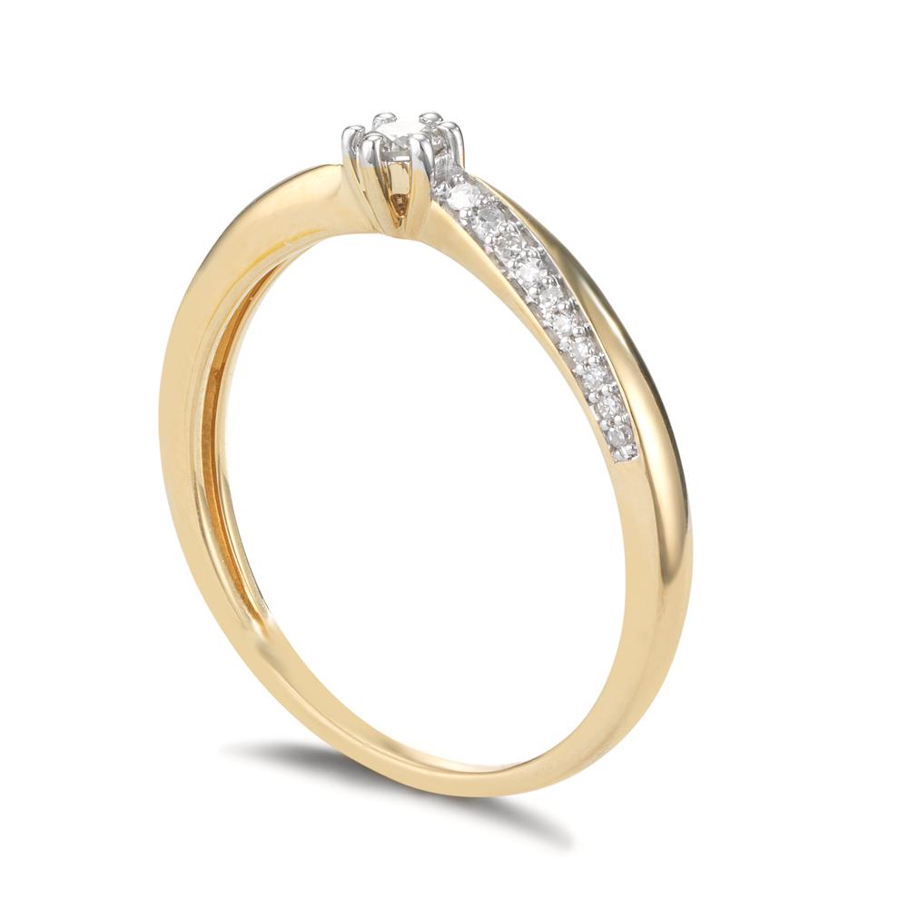 pierścionek zaręczynowy złoto żółte 750/18 K Diament 0.15 ct, 21 kamienie, w-si