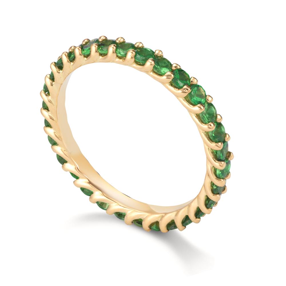 pierścionek pamięci złoto żółte 750/18 K Granat zielony, 1.20 ct, 30 kamienie