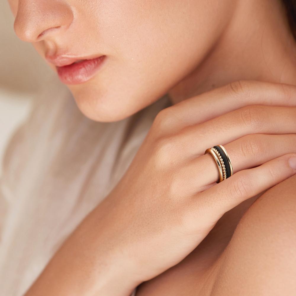 pierścionek złoto żółte 750/18 K, węgiel