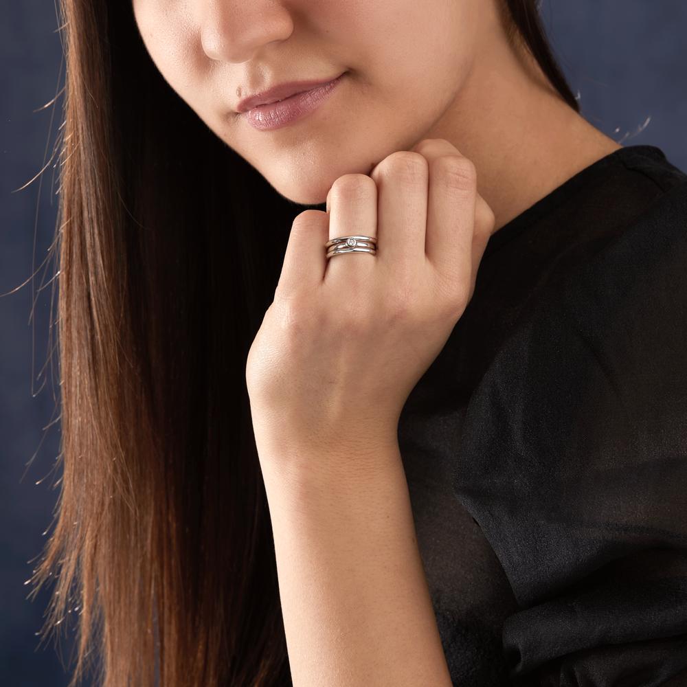 pierścionek złoto białe 750/18 K Diament 0.03 ct, w-si