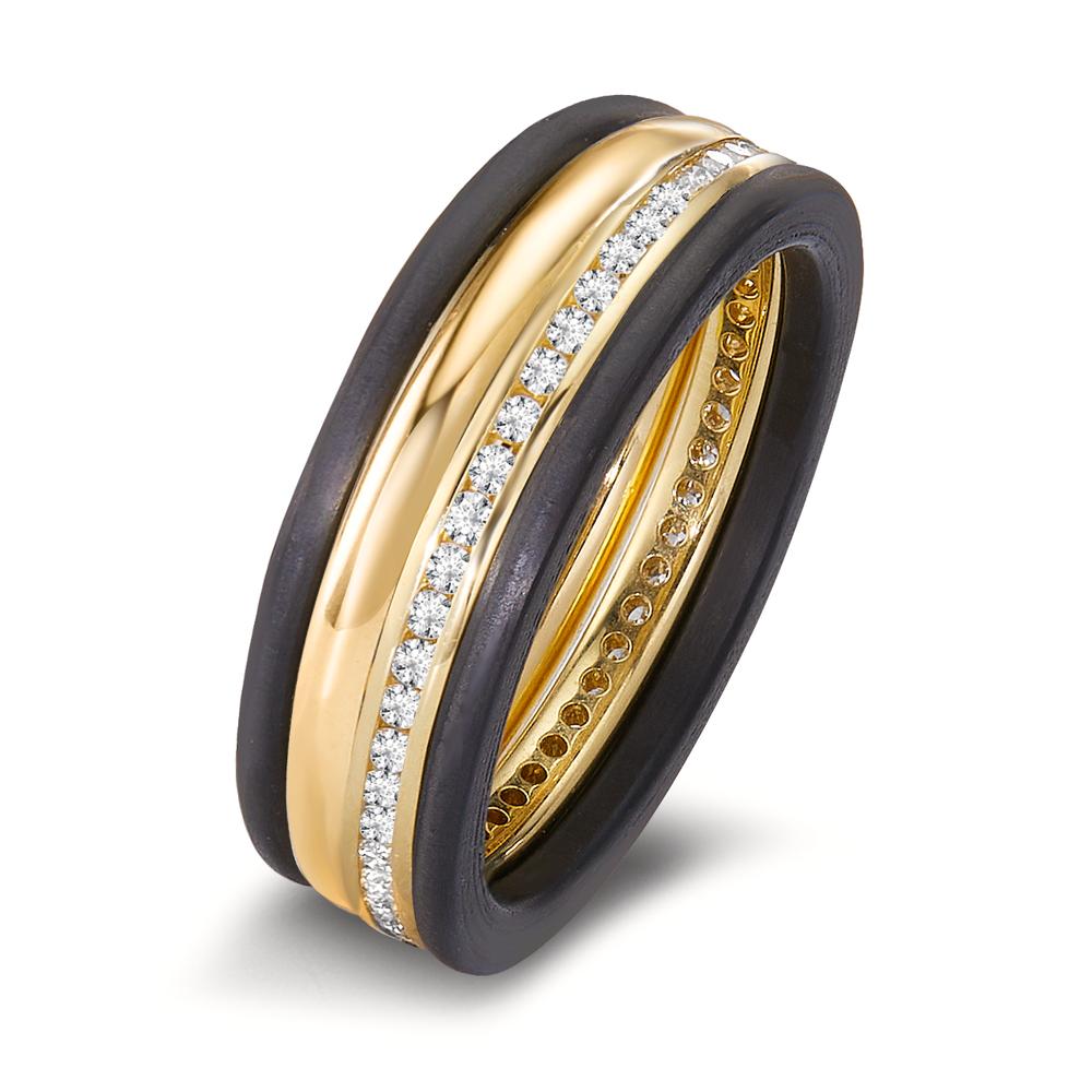 pierścionek złoto żółte 750/18 K, węgiel Diament 0.25 ct, 50 kamienie, w-si