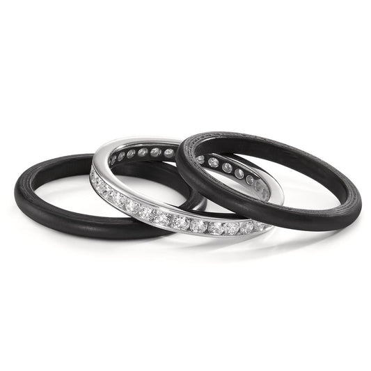 pierścionek złoto białe 750/18 K, węgiel Diament 1 ct, 28 kamienie, w-si